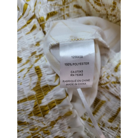 Joie Halter Top Smocked Waist Sleeveless Blouse Yellow Leaf Print Size S - Picture 8 of 11